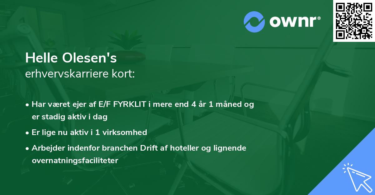 Helle Olesen's erhvervskarriere kort