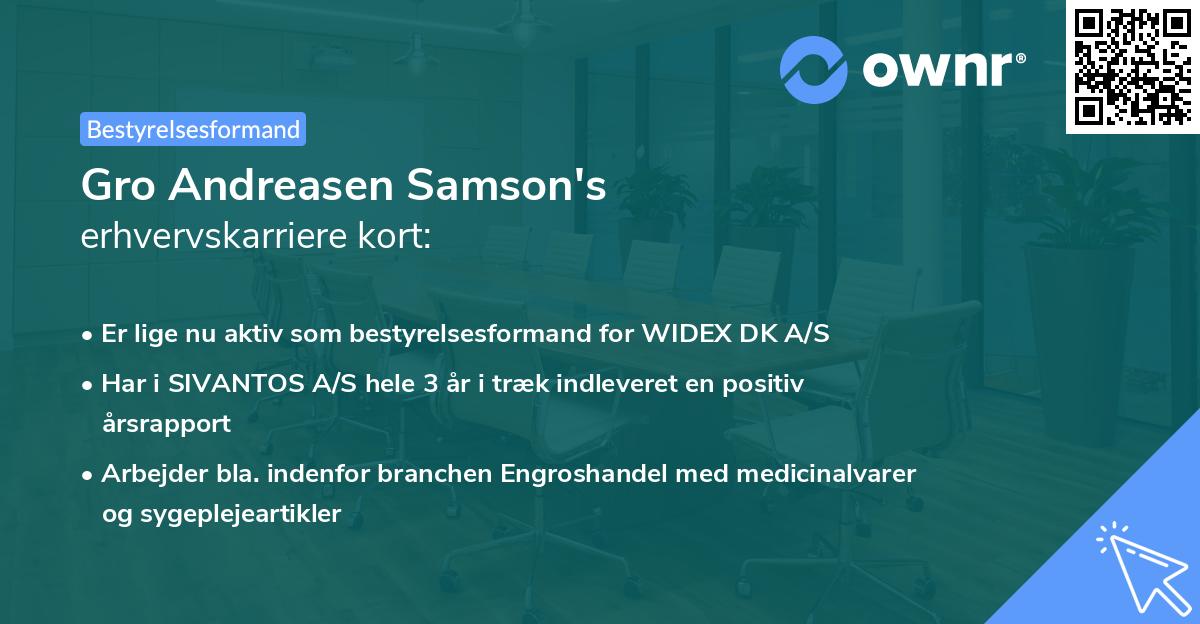 Gro Andreasen Samson's erhvervskarriere kort