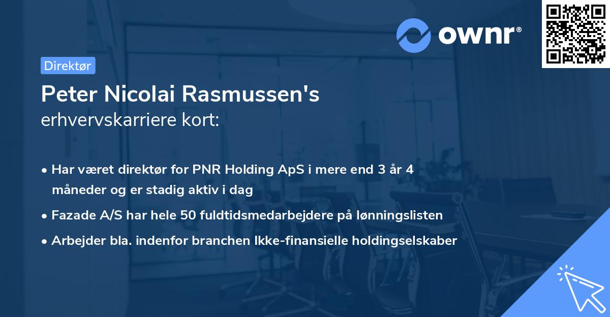 Peter Nicolai Rasmussen's erhvervskarriere kort