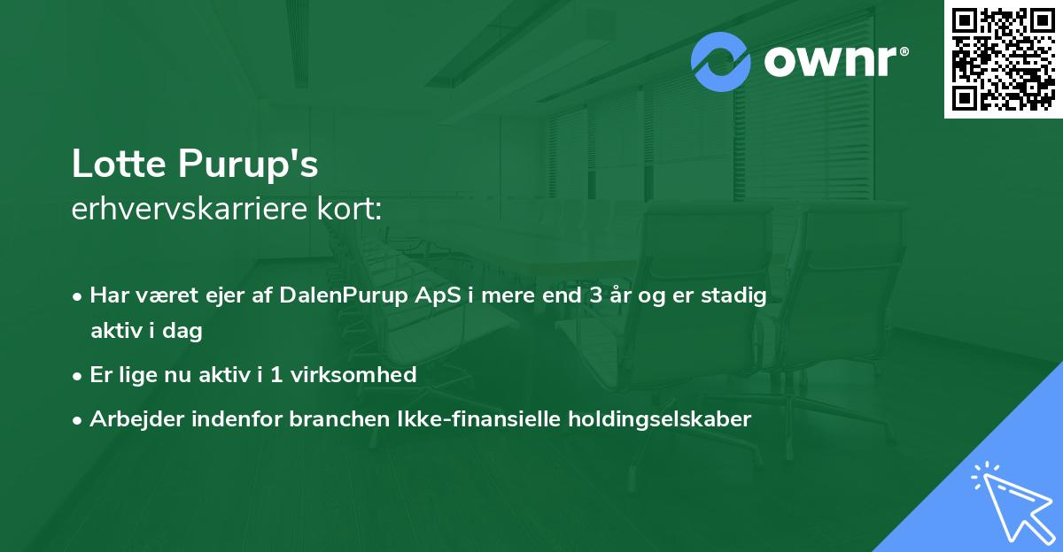 Lotte Purup's erhvervskarriere kort