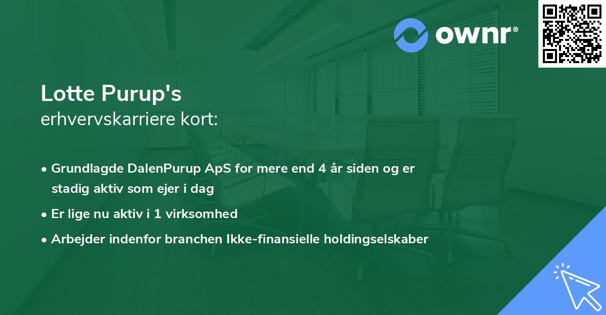 Lotte Purup's erhvervskarriere kort