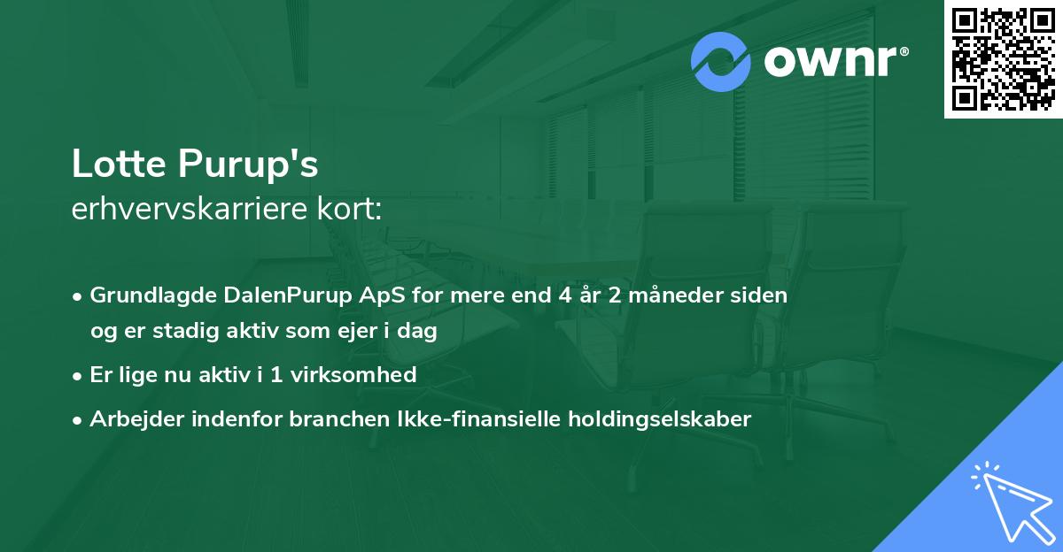 Lotte Purup's erhvervskarriere kort