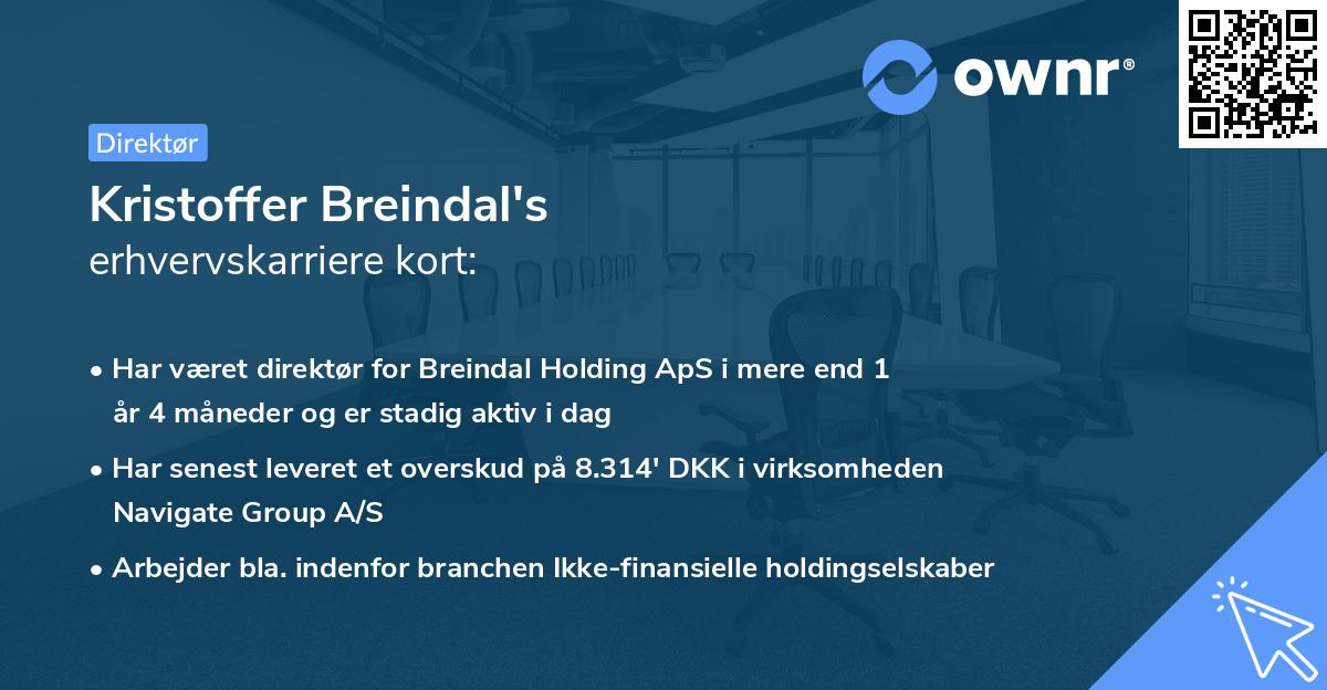 Kristoffer Breindal's erhvervskarriere kort