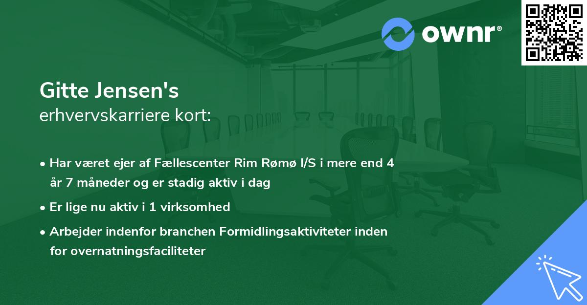 Gitte Jensen's erhvervskarriere kort