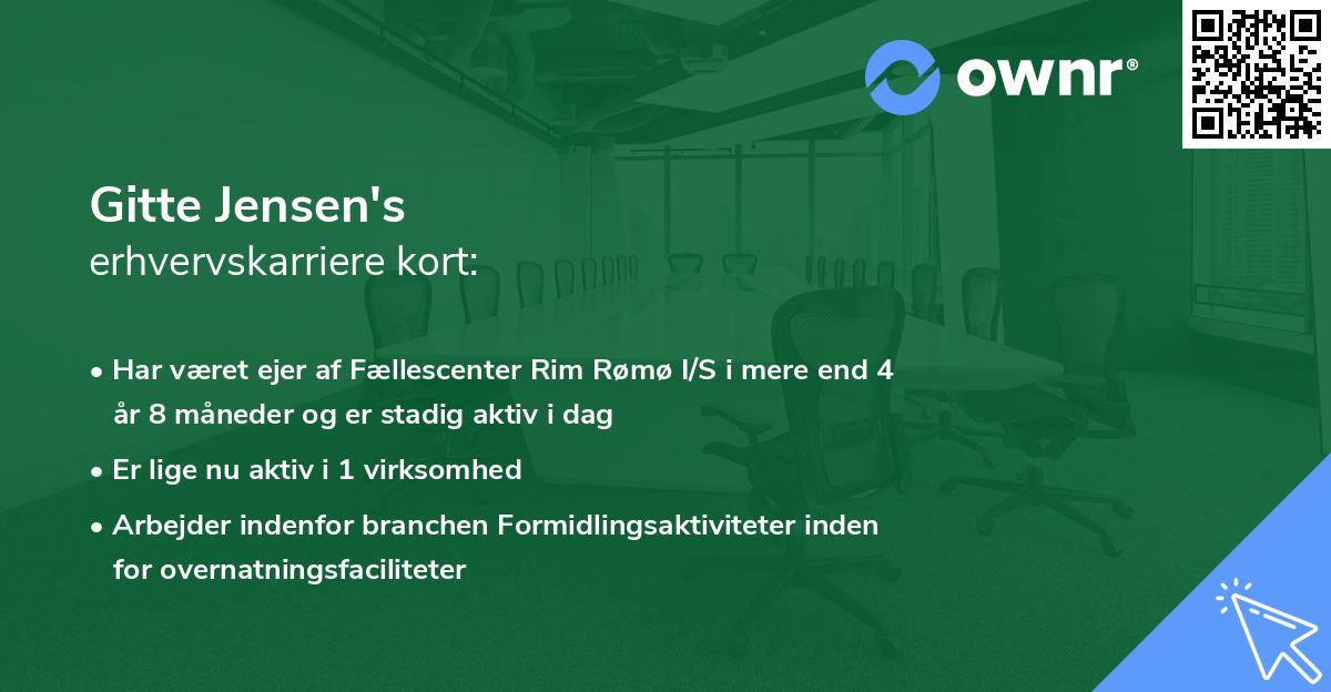 Gitte Jensen's erhvervskarriere kort