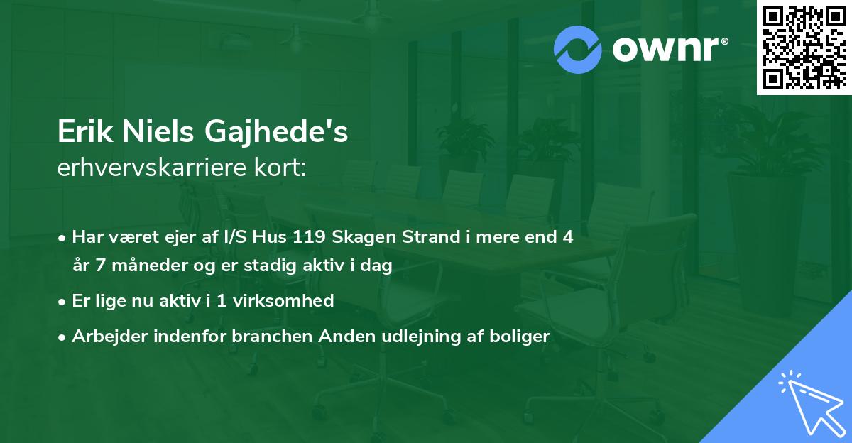 Erik Niels Gajhede's erhvervskarriere kort