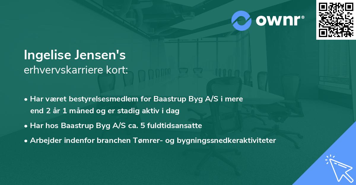 Ingelise Jensen's erhvervskarriere kort