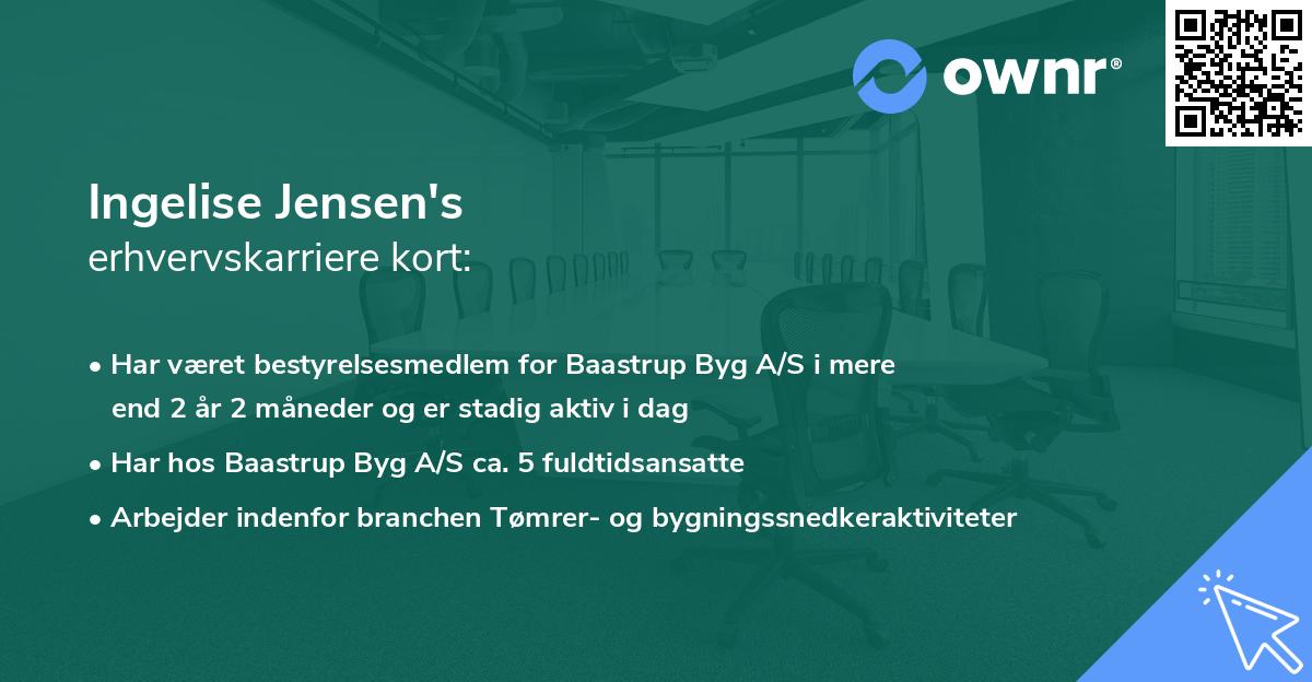 Ingelise Jensen's erhvervskarriere kort