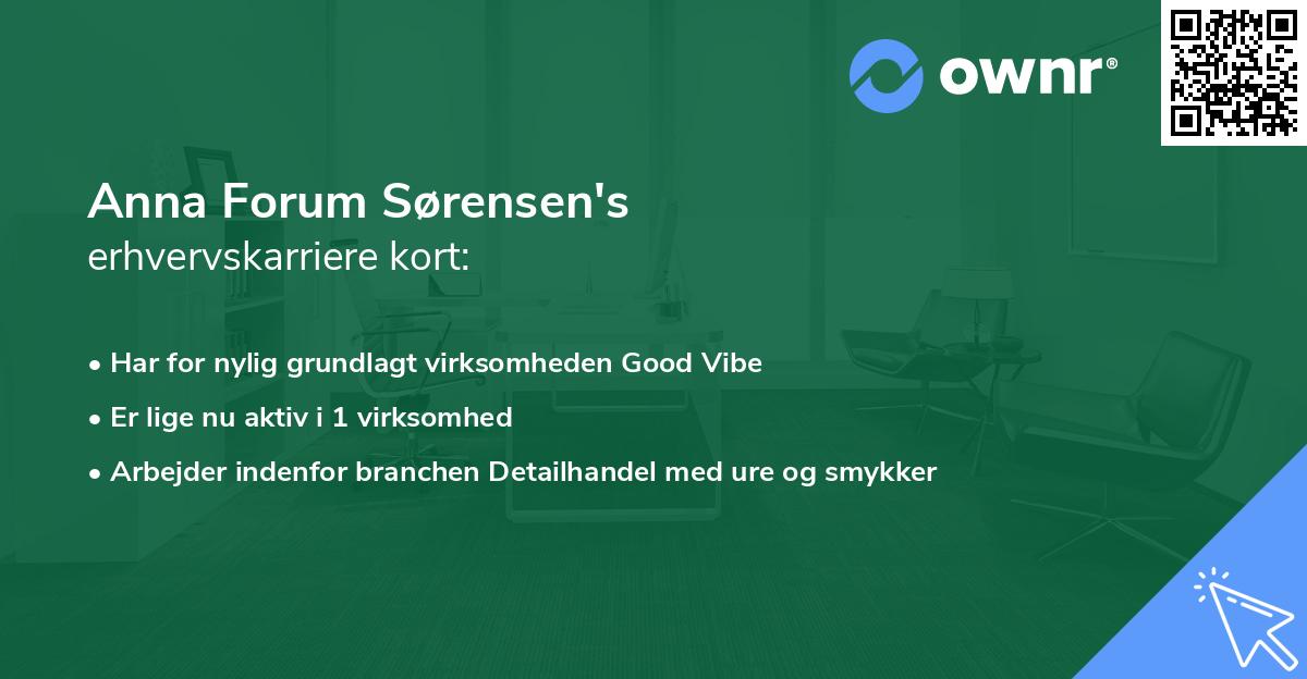Anna Forum Sørensen's erhvervskarriere kort