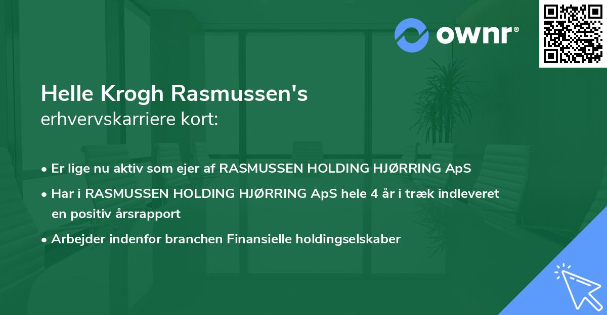 Helle Krogh Rasmussen's erhvervskarriere kort