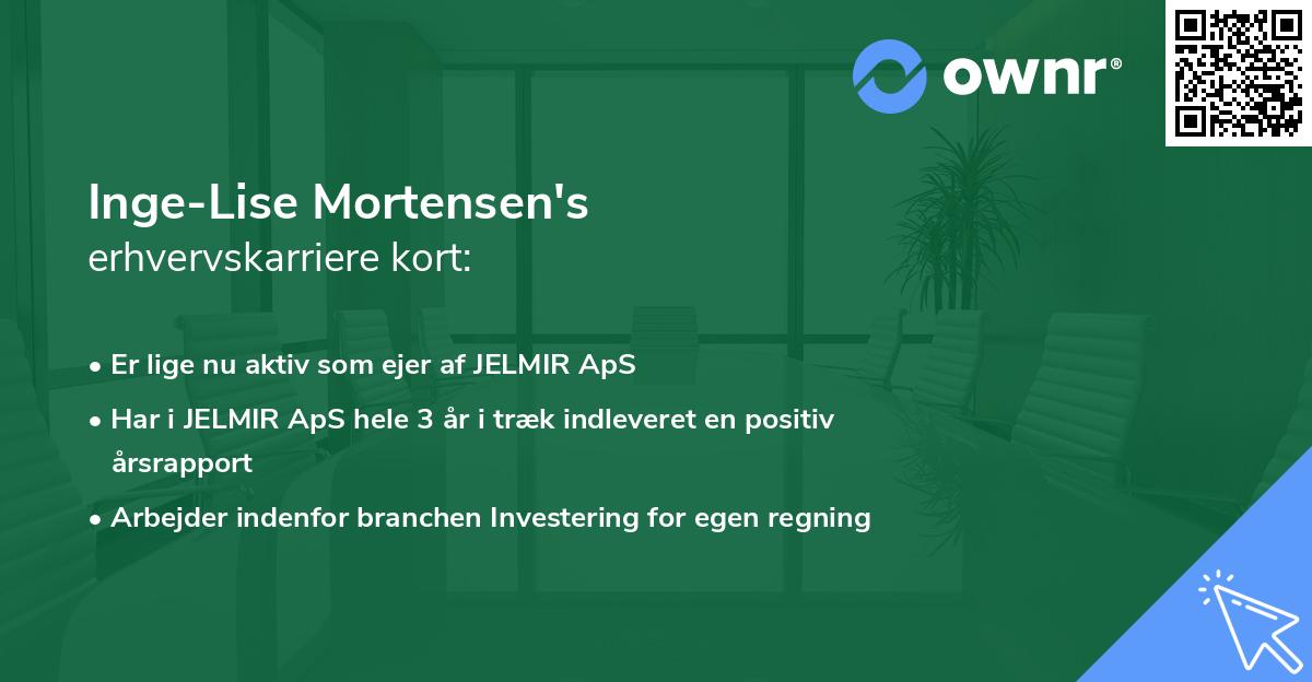 Inge-Lise Mortensen's erhvervskarriere kort