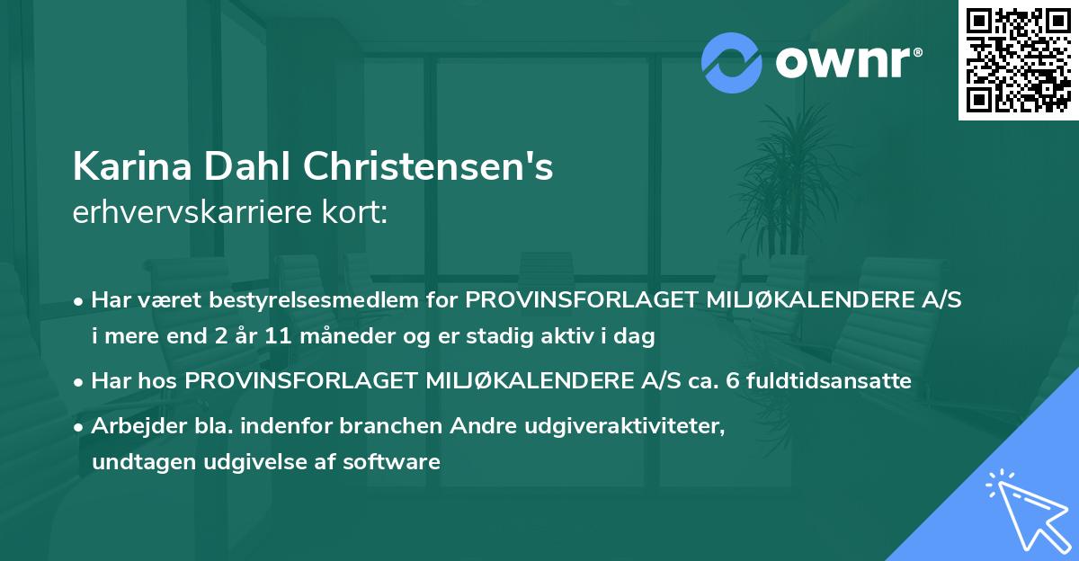 Karina Dahl Christensen's erhvervskarriere kort