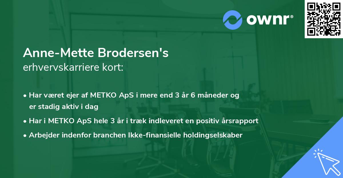 Anne-Mette Brodersen's erhvervskarriere kort