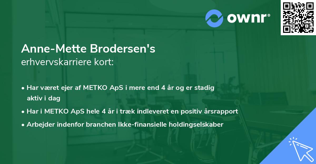 Anne-Mette Brodersen's erhvervskarriere kort
