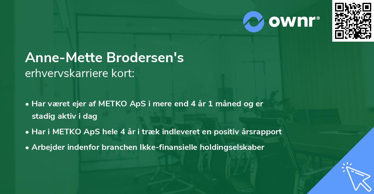 Anne-Mette Brodersen's erhvervskarriere kort
