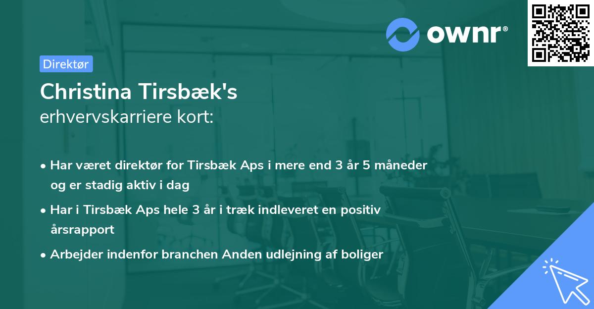 Christina Tirsbæk's erhvervskarriere kort