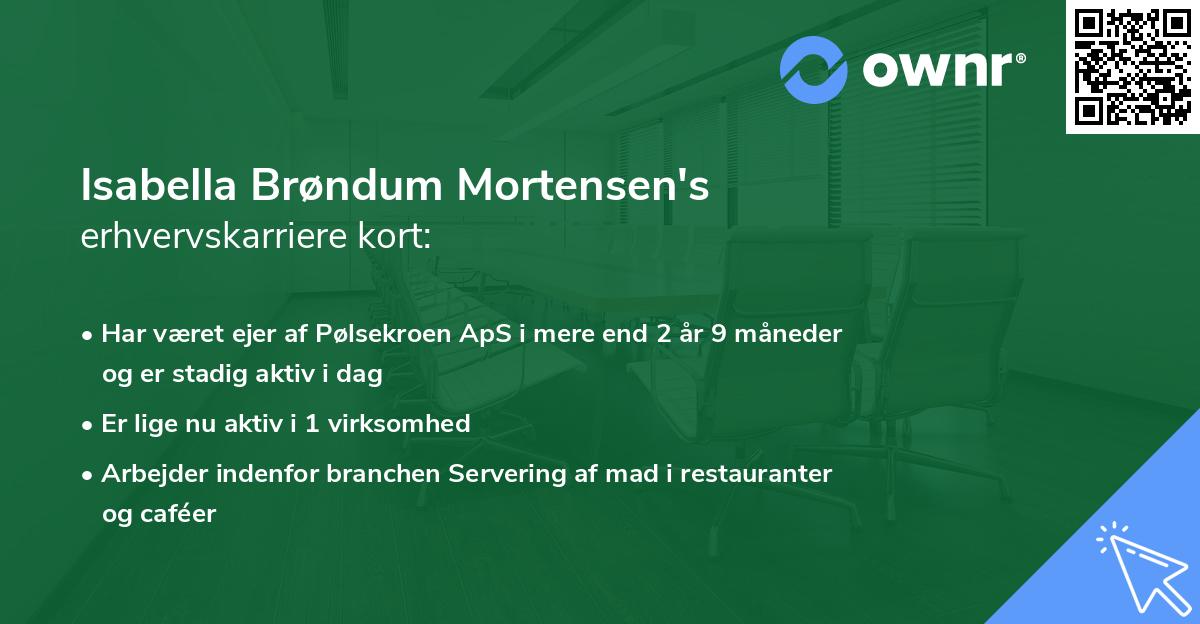 Isabella Brøndum Mortensen's erhvervskarriere kort