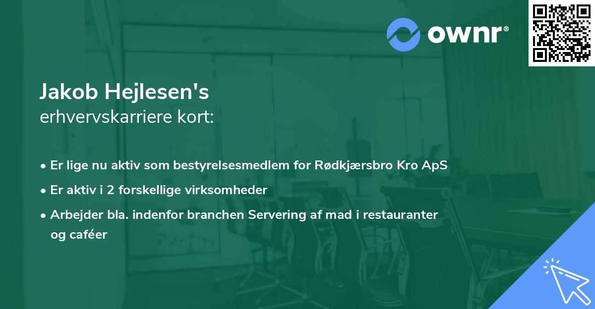 Jakob Hejlesen's erhvervskarriere kort