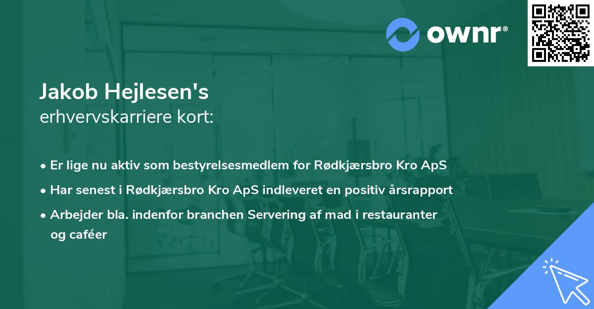 Jakob Hejlesen's erhvervskarriere kort