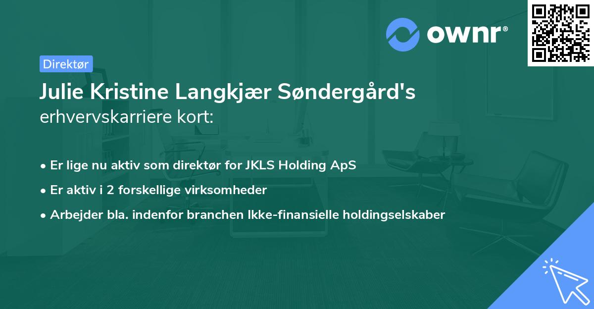 Julie Kristine Langkjær Søndergård's erhvervskarriere kort