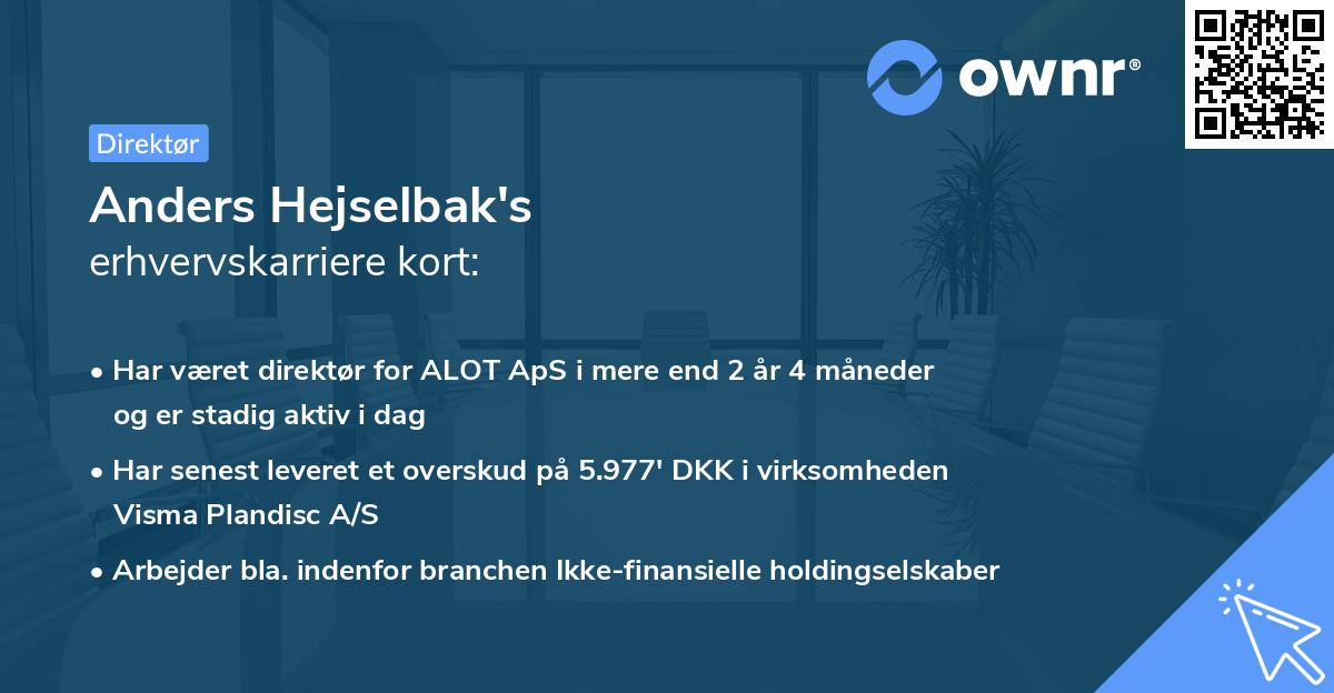 Anders Hejselbak's erhvervskarriere kort
