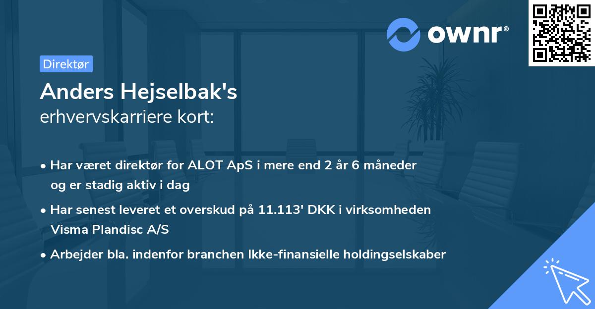 Anders Hejselbak's erhvervskarriere kort