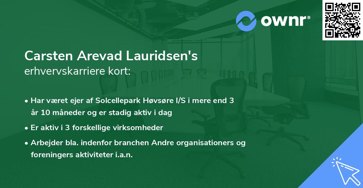 Carsten Arevad Lauridsen's erhvervskarriere kort