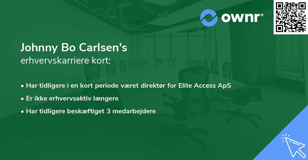 Johnny Bo Carlsen's erhvervskarriere kort