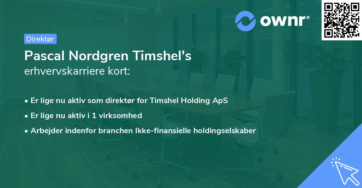 Pascal Nordgren Timshel's erhvervskarriere kort