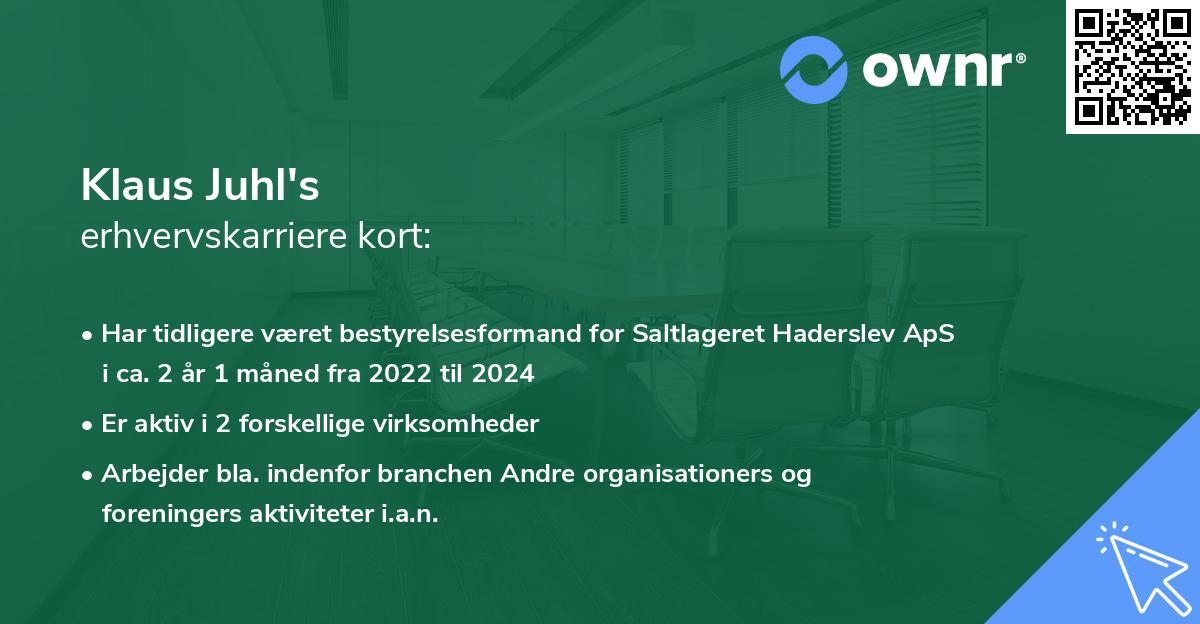 Klaus Juhl's erhvervskarriere kort
