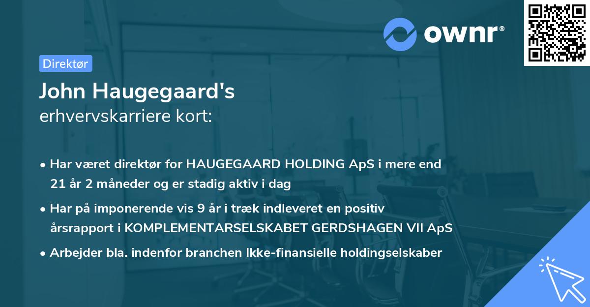 John Haugegaard's erhvervskarriere kort