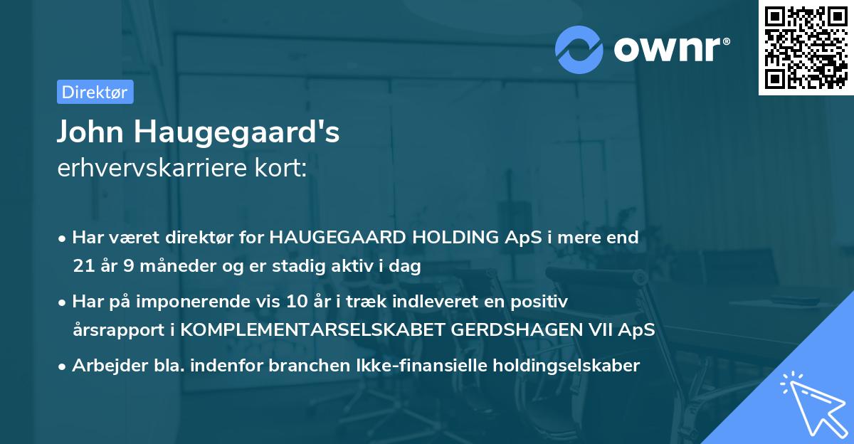 John Haugegaard's erhvervskarriere kort