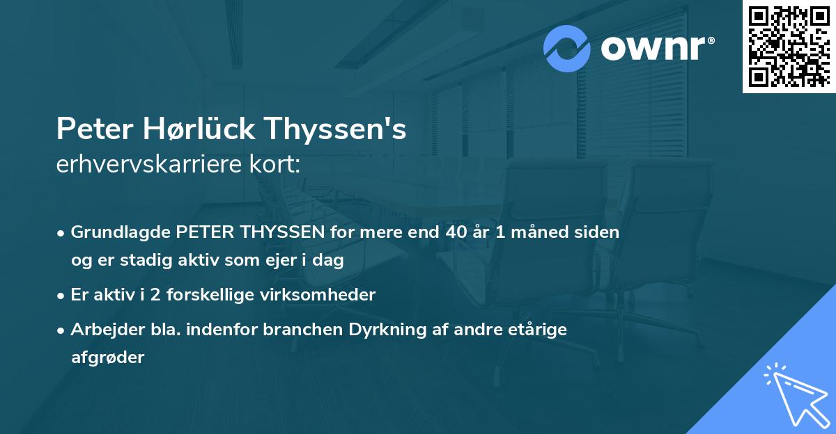 Peter Hørlück Thyssen's erhvervskarriere kort