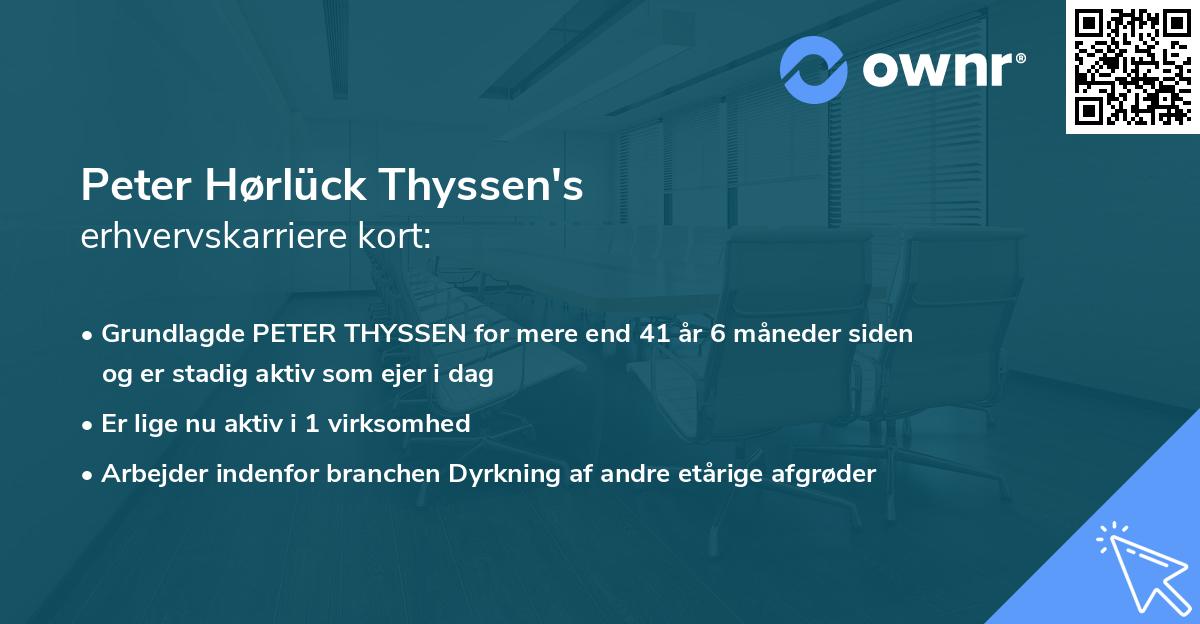 Peter Hørlück Thyssen's erhvervskarriere kort