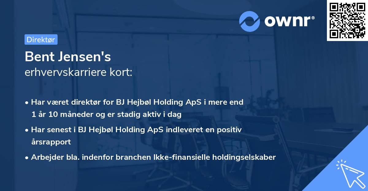 Bent Jensen's erhvervskarriere kort