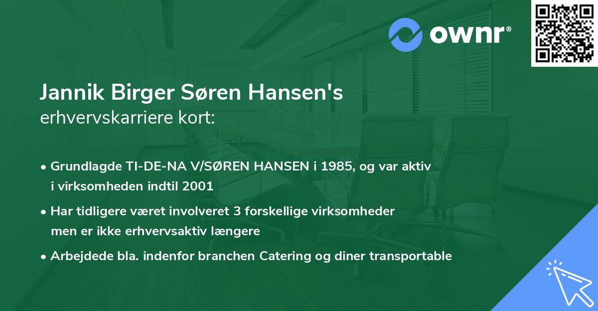 Jannik Birger Søren Hansen's erhvervskarriere kort