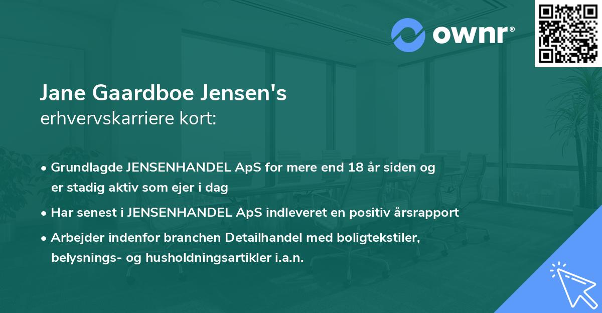 Jane Gaardboe Jensen's erhvervskarriere kort