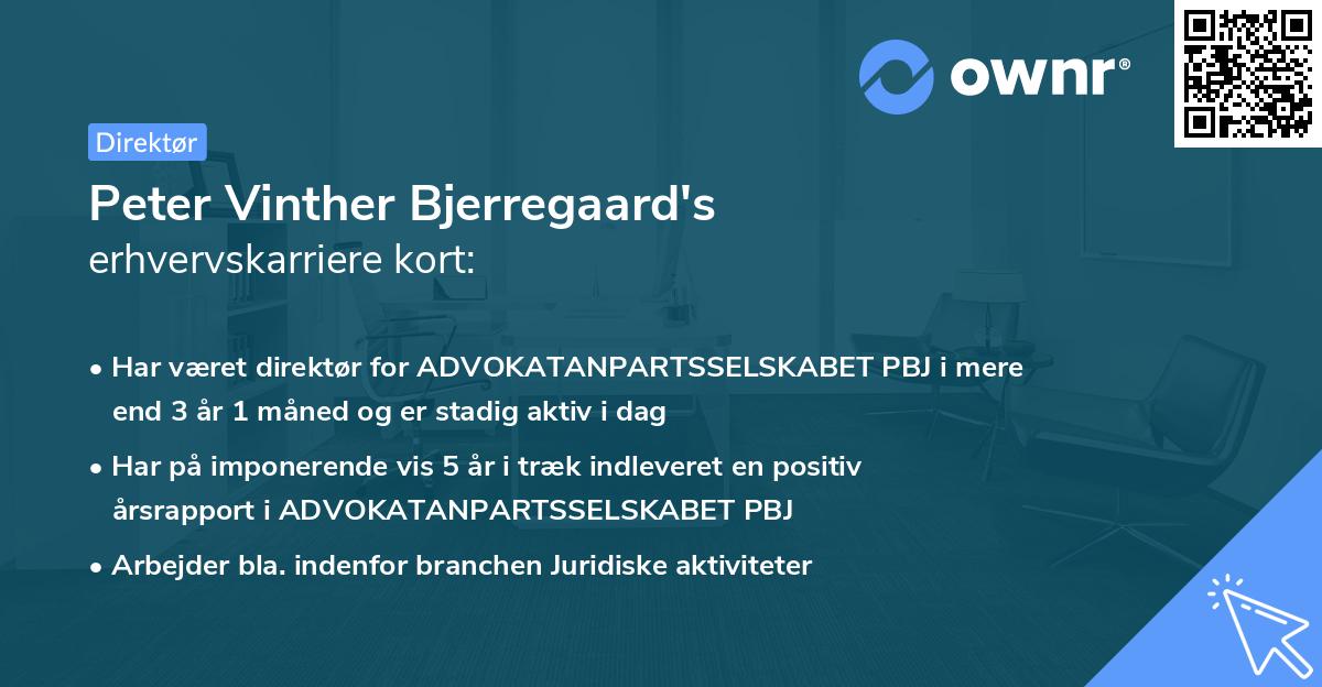 Peter Vinther Bjerregaard's erhvervskarriere kort