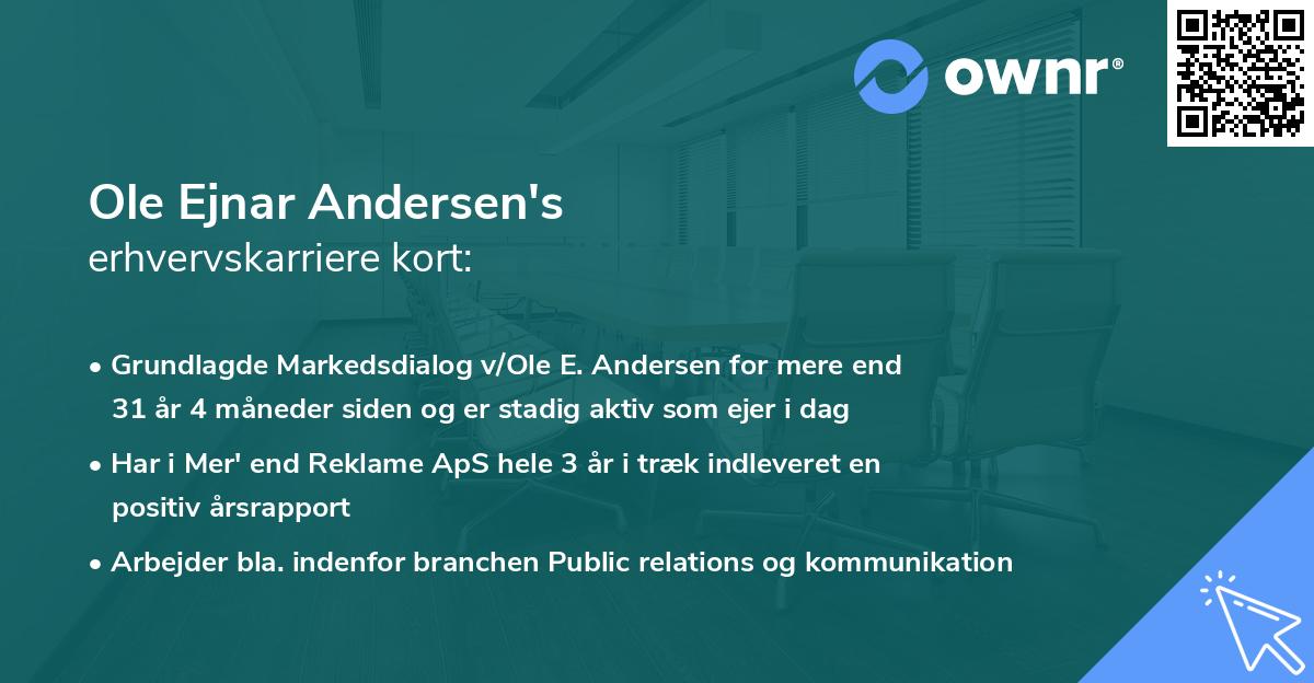Ole Ejnar Andersen's erhvervskarriere kort
