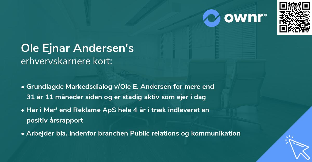 Ole Ejnar Andersen's erhvervskarriere kort
