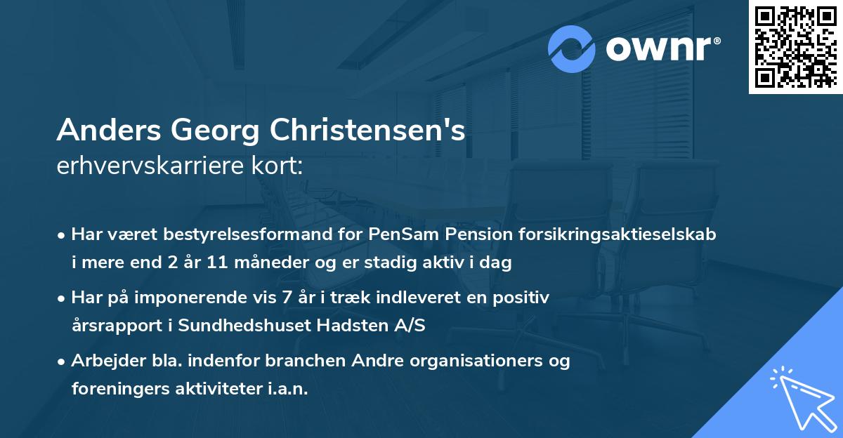 Anders Georg Christensen's erhvervskarriere kort