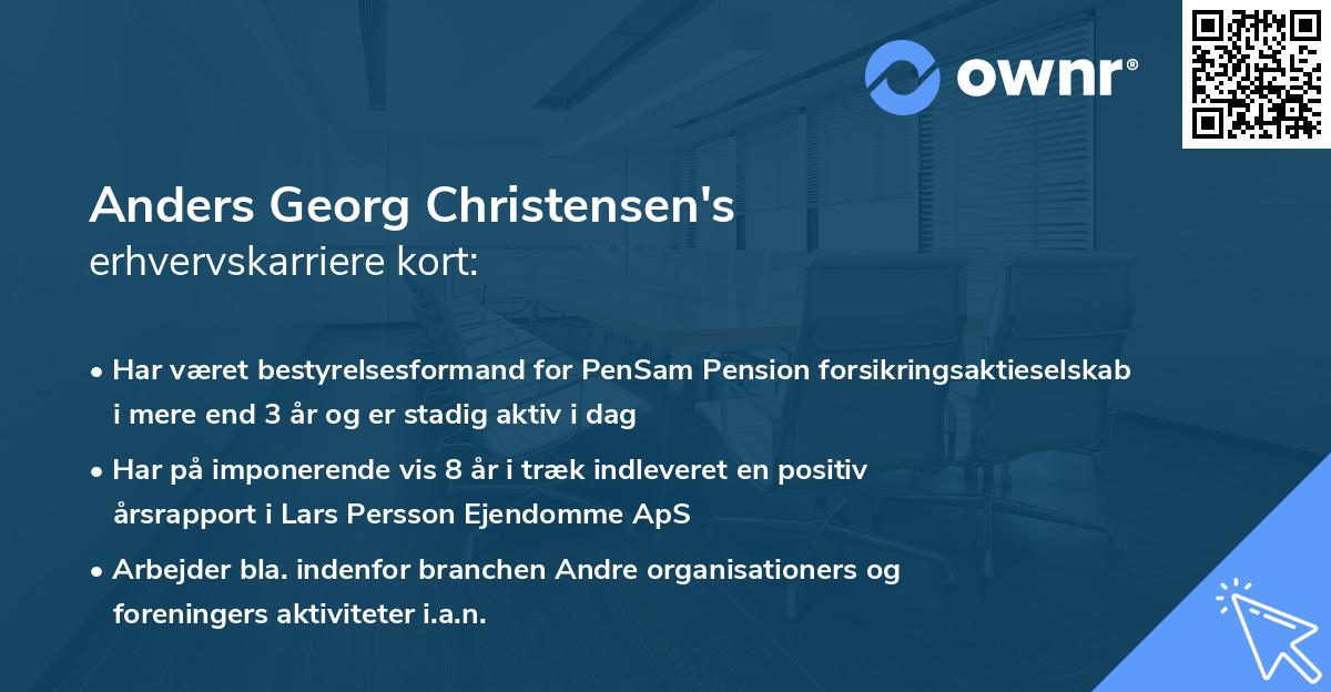 Anders Georg Christensen's erhvervskarriere kort
