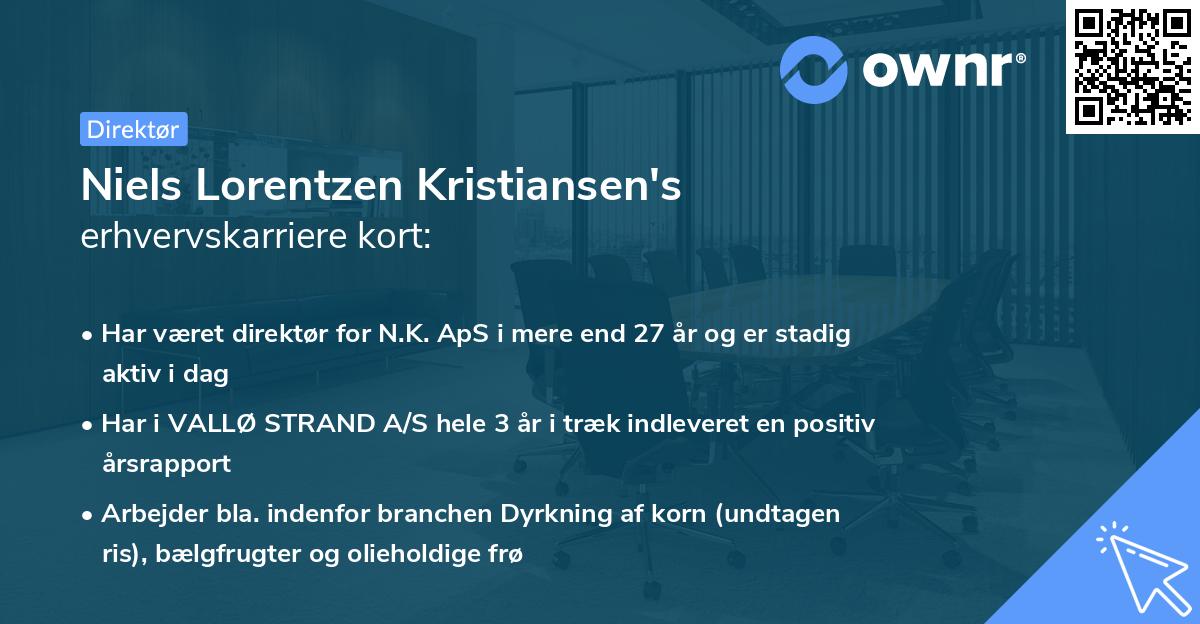 Niels Lorentzen Kristiansen's erhvervskarriere kort