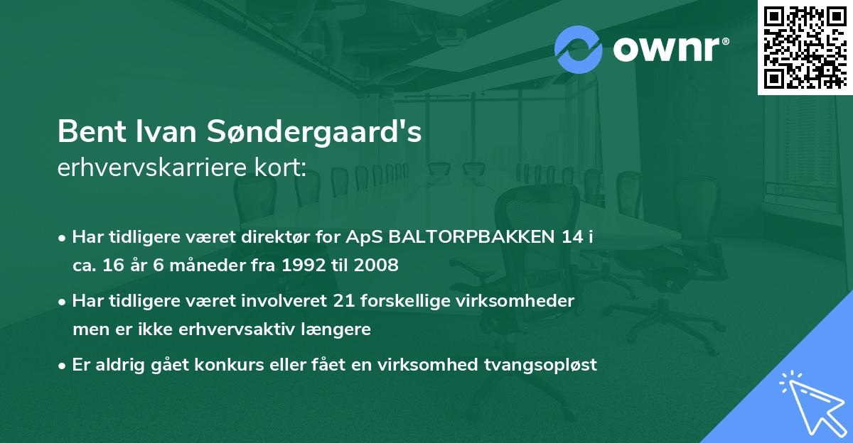 Bent Ivan Søndergaard's erhvervskarriere kort