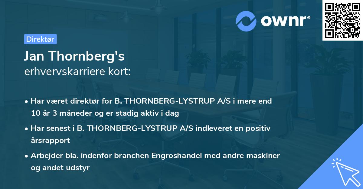 Jan Thornberg's erhvervskarriere kort
