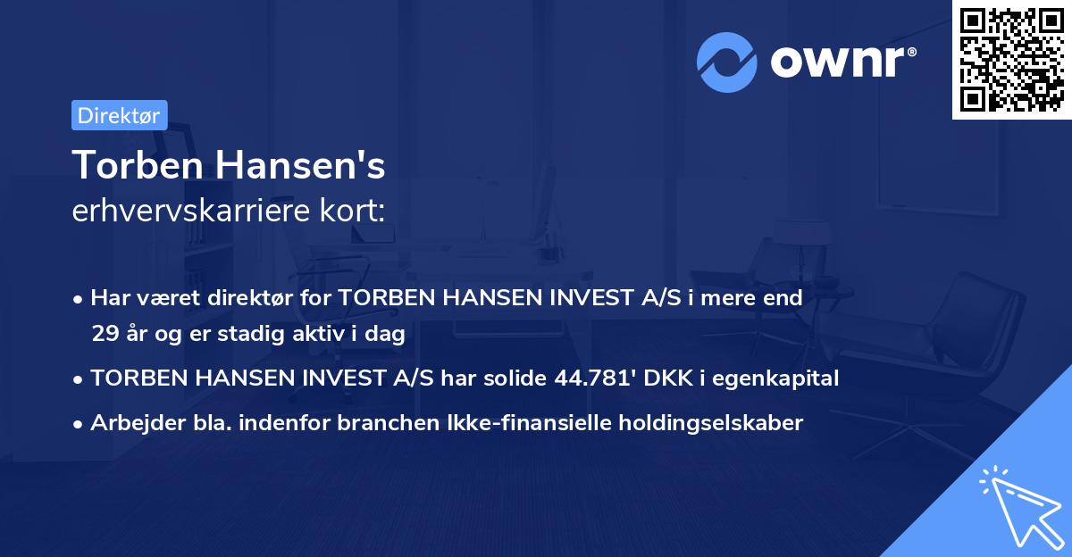 Torben Hansen's erhvervskarriere kort