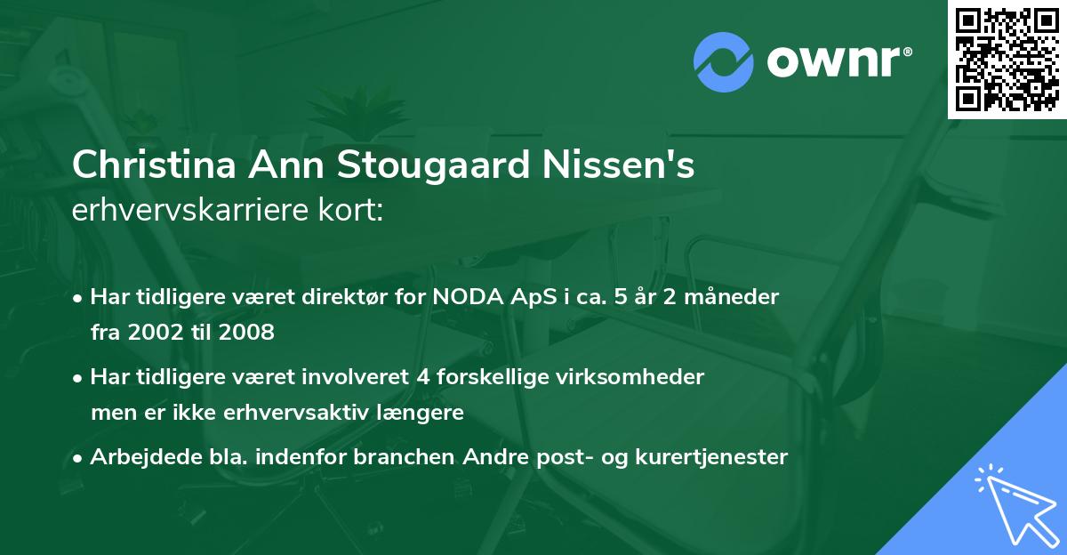 Christina Ann Stougaard Nissen's erhvervskarriere kort