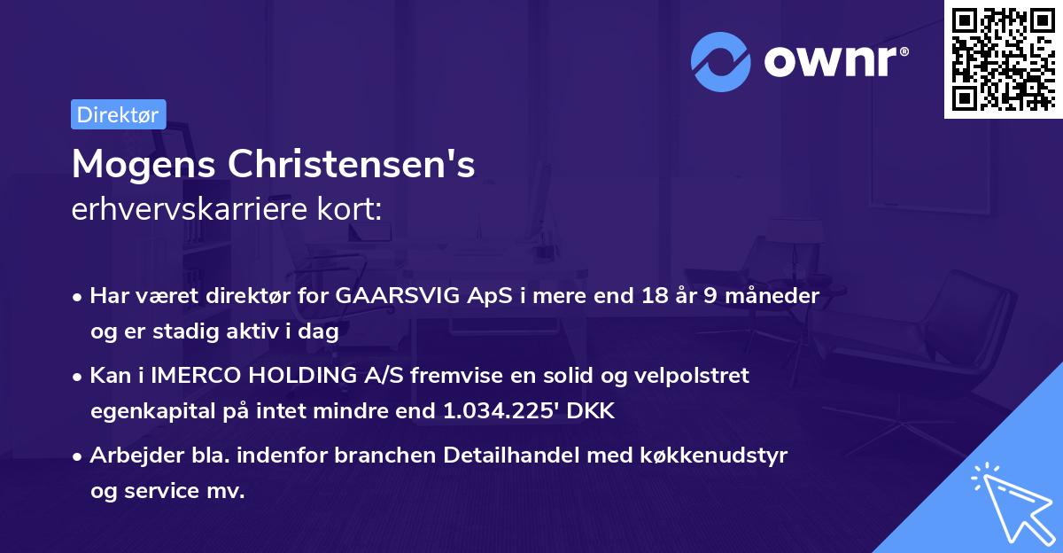 Mogens Christensen's erhvervskarriere kort