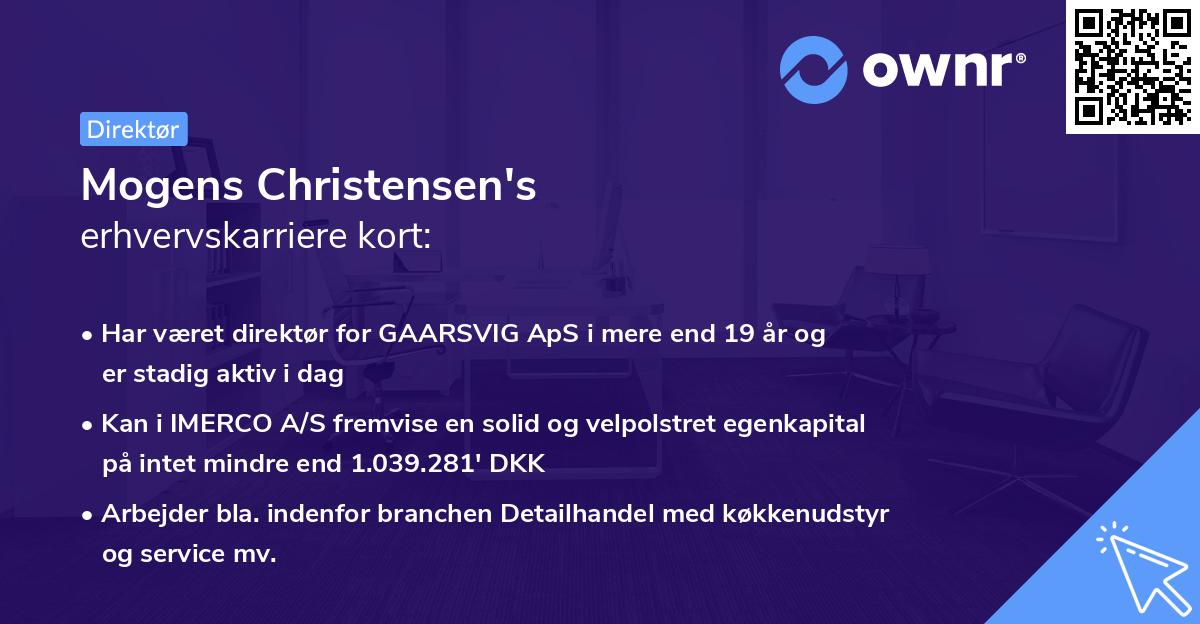 Mogens Christensen's erhvervskarriere kort