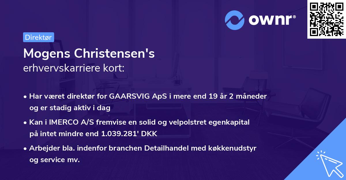Mogens Christensen's erhvervskarriere kort